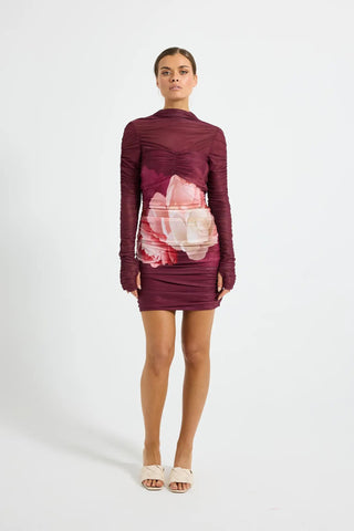 Pasduchas Dahlia Mini Dress - Dark Cherry