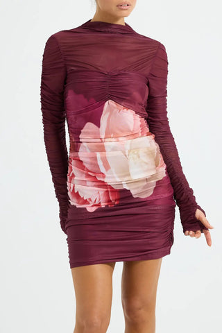 Pasduchas Dahlia Mini Dress - Dark Cherry