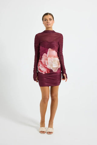 Pasduchas Dahlia Mini Dress - Dark Cherry