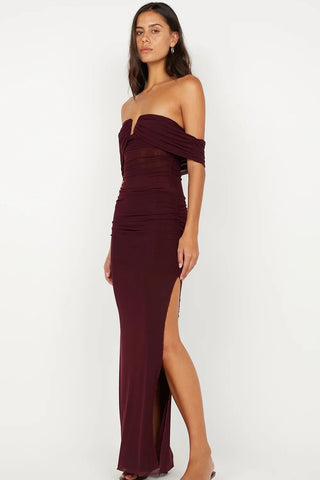 Bec & Bridge Poppy Gathered Maxi Dress - Plum