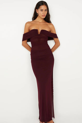 Bec & Bridge Poppy Gathered Maxi Dress - Plum