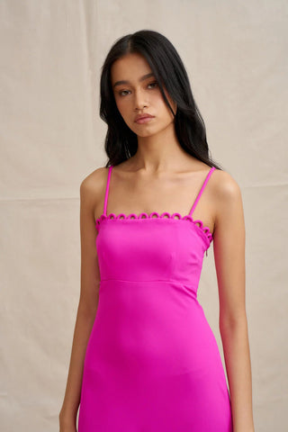 By Johnny Denise Bias Midi Dress - Fuchsia Pink