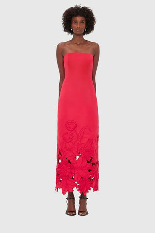 Leo Lin Rayna Appliqué Bustier Maxi Dress - Rosa