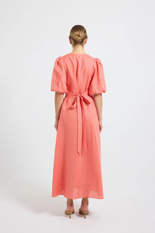 Pasduchas Vera Button Midi Dress - Tangerine