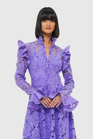 Leo Lin Aliyah Lace Butterfly Sleeve Midi Dress - Lavender