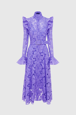 Leo Lin Aliyah Lace Butterfly Sleeve Midi Dress - Lavender