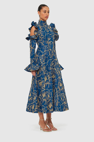 Leo Lin Ezra Midi Dress - Marine Blue