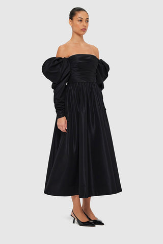 Leo Lin Madison Bustier Midi Dress - Ebony