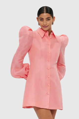 Leo Lin Lana Structured Shoulder Mini Dress - Strawberry Pink
