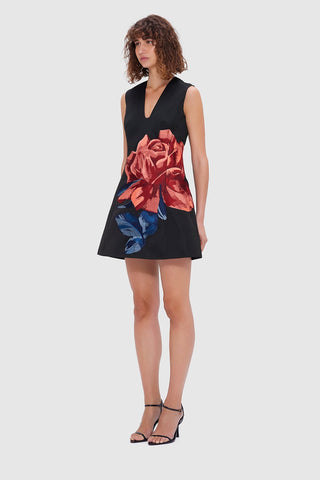 Leo Lin Briana V Neck Mini Dress - Rose Print