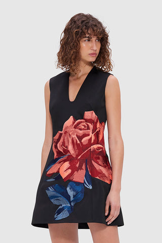 Leo Lin Briana V Neck Mini Dress - Rose Print
