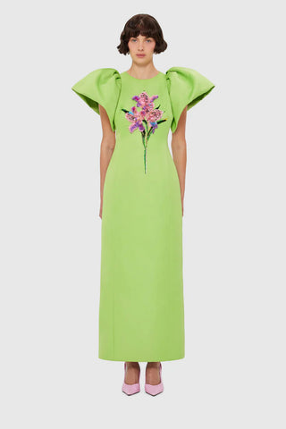 Leo Lin Lucinda Embellished Maxi Dress - Lily Print in Parakeet