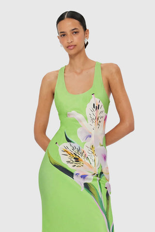 Leo Lin Helena Maxi Dress - Lily Print in Parakeet