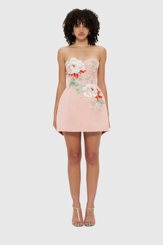 Leo Lin Rosario Appliqué Bustier Mini Dress - Peony Print