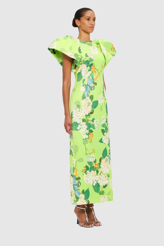 Leo Lin Lucinda Printed Maxi Dress - Hydrangea in Lime