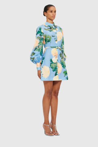 Leo Lin Luminous Linen Mini Dress - Hydrangea in Cornflower Blue