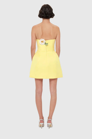 Leo Lin Rosario Appliqué Bustier Mini Dress - Sorbet Yellow