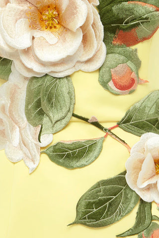 Leo Lin Rosario Appliqué Bustier Mini Dress - Sorbet Yellow
