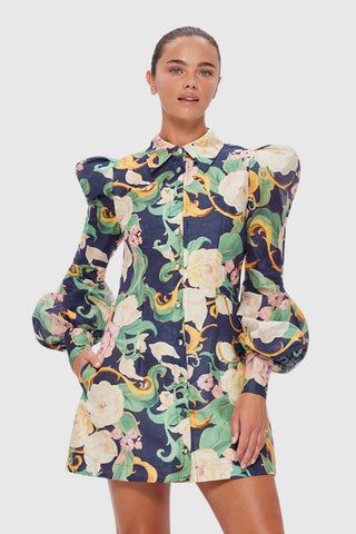 Leo Lin Lana Structured Shoulder Mini Dress - Adorn Print in Virtue