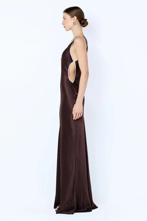 Bec & Bridge Marcy Cutout Maxi Dress- Dark Chocolate