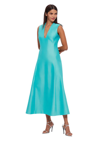 Leo Lin Nicola V Neck Midi Dress - Turquoise