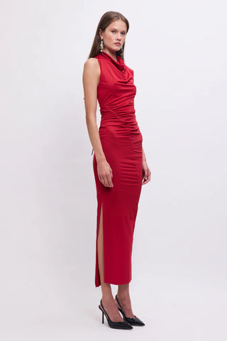 Suboo Phoebe Cowl-Neck Maxi Dress - Red
