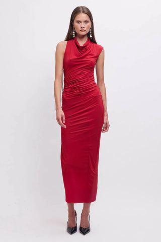 Suboo Phoebe Cowl-Neck Maxi Dress - Red