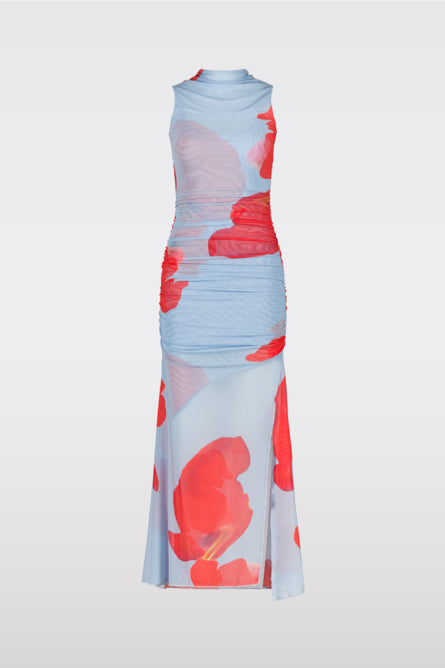 fitted lace wedding dress Saemdi Floral Printed Mesh Dress