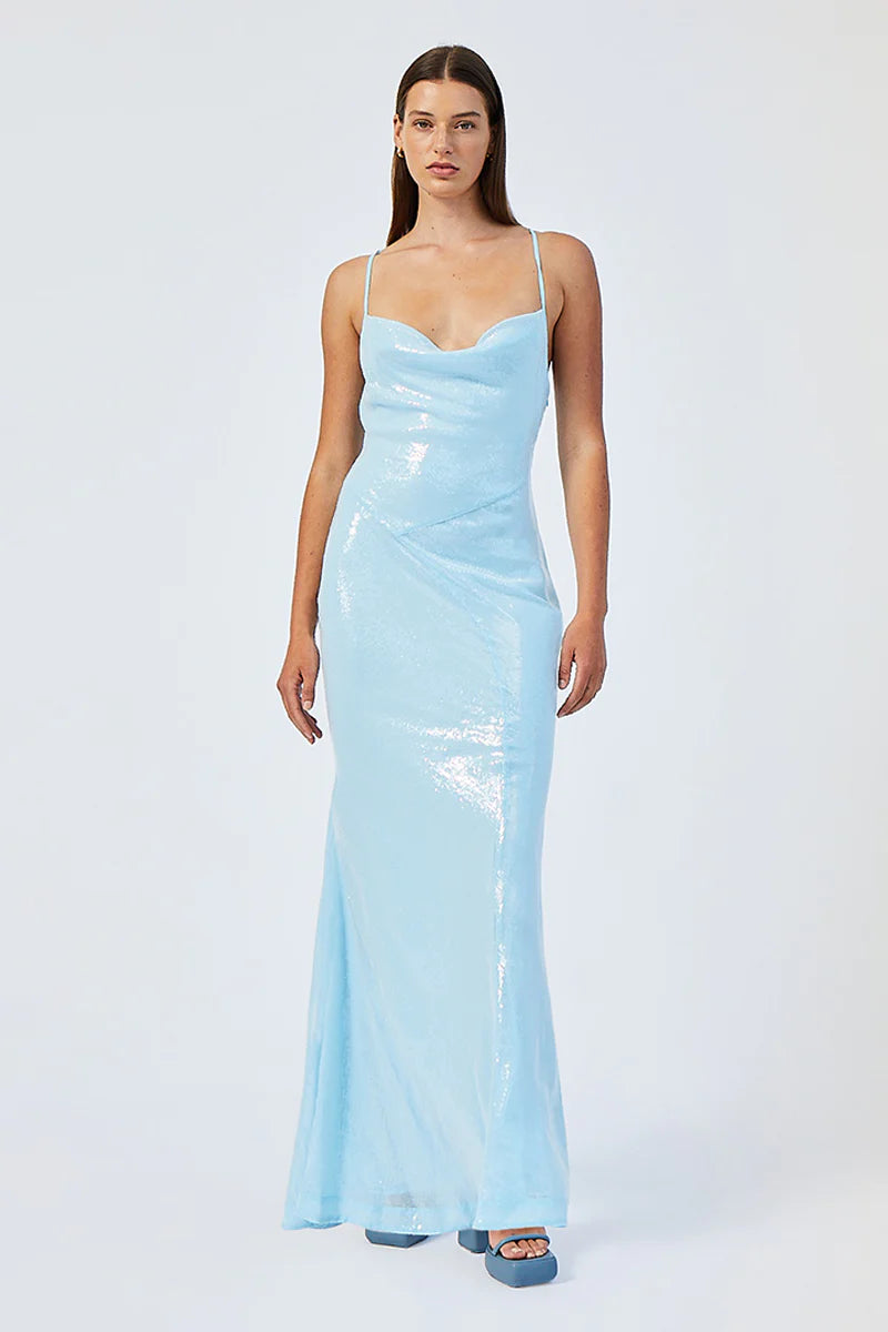 Light blue cowl neck dress cheap