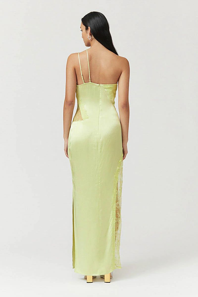 Suboo Nicky One Shoulder Maxi Dress Green Celery Dress Hire AU