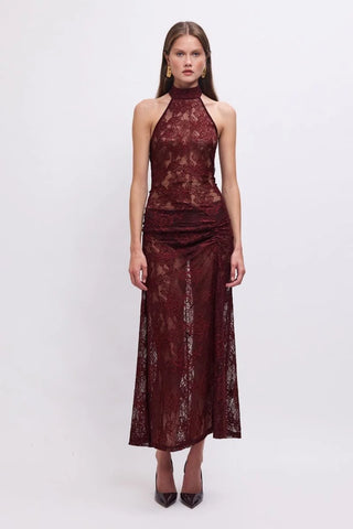 Suboo Gordana Halter Neck Maxi Dress - Bordeaux