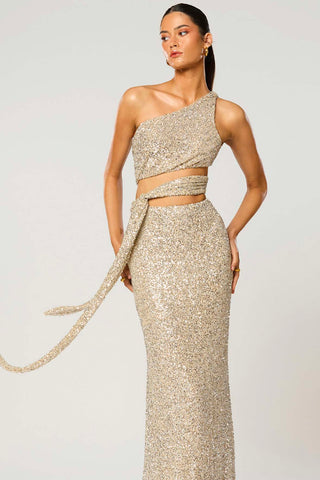 Winona Sterling Sash Dress - Silver