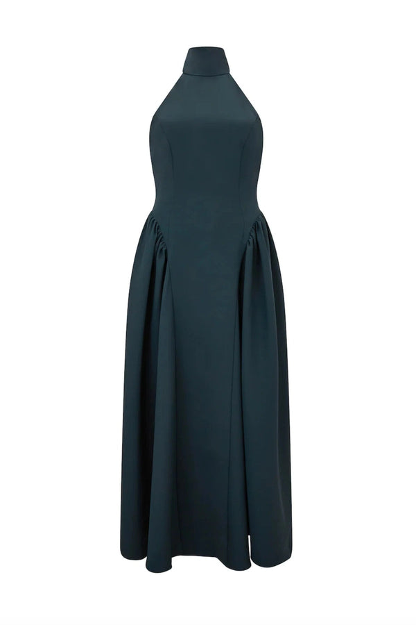 odd muse green dress Odd Muse The Ultimate Muse High Neck Gathered Detail Midi Dress - Teal