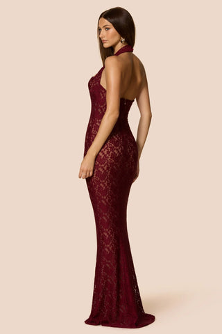 Nookie Mystique Halter Gown Dress - Wine