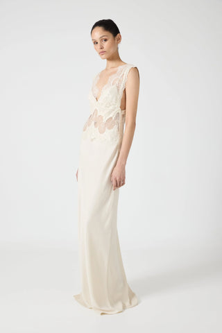 Third Form Visions Lace Floor Length Dress - Buttercream