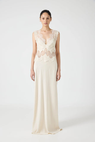 Third Form Visions Lace Floor Length Dress - Buttercream