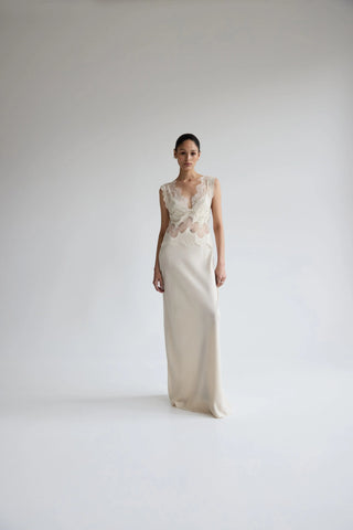 Third Form Visions Lace Floor Length Dress - Buttercream