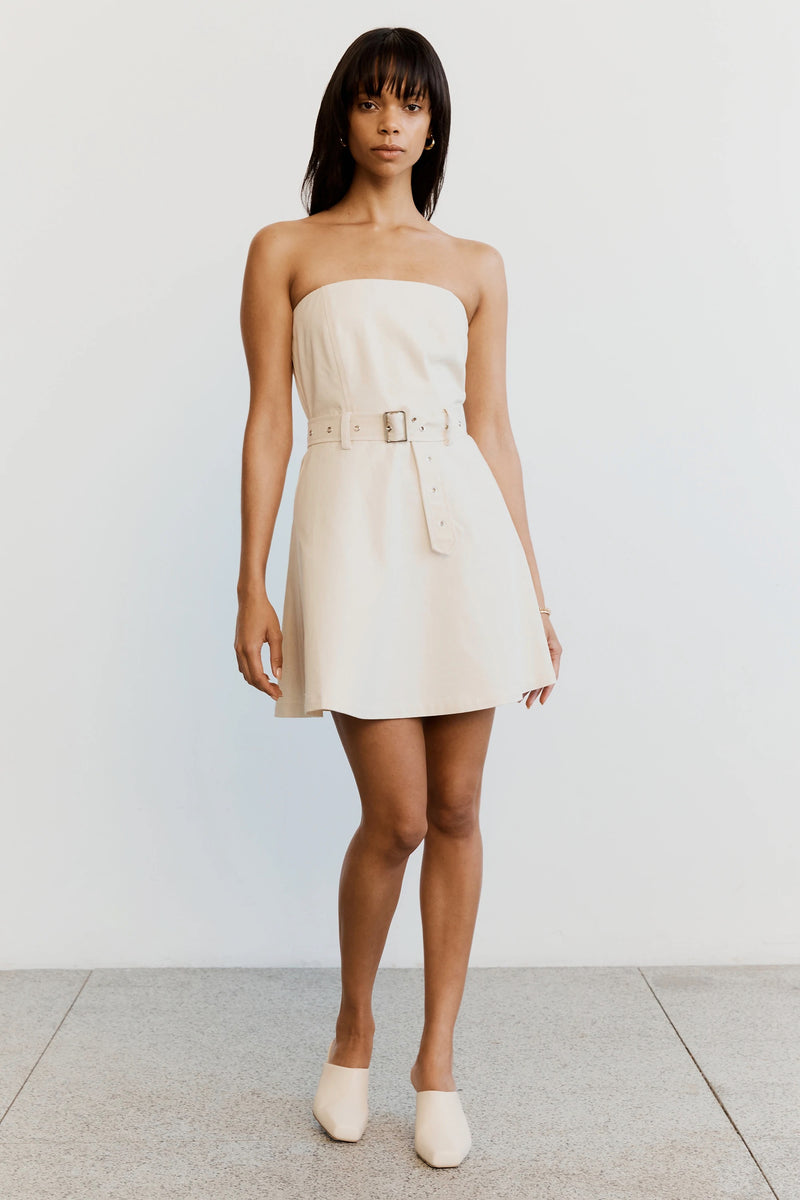 Cream strapless cheap dress