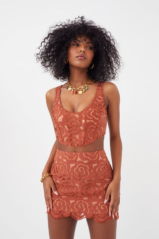 For Love & Lemons Aiko Mini Skirt - Red