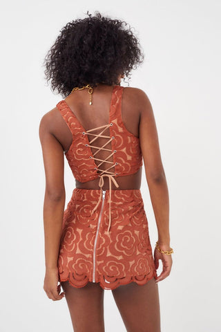 For Love & Lemons Aiko Mini Skirt - Red