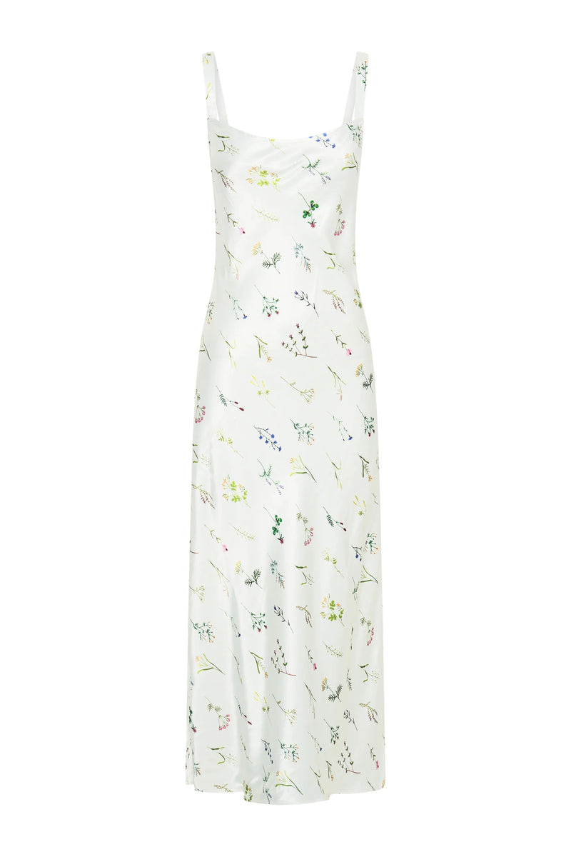 Third Form Field Flowers Bias Slip Dress White Floral Dress
