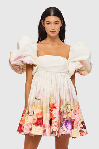 Leo Lin Elouise Puff Sleeve Mini Dress - Cascade Print