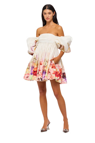 Leo Lin Elouise Puff Sleeve Mini Dress - Cascade Print