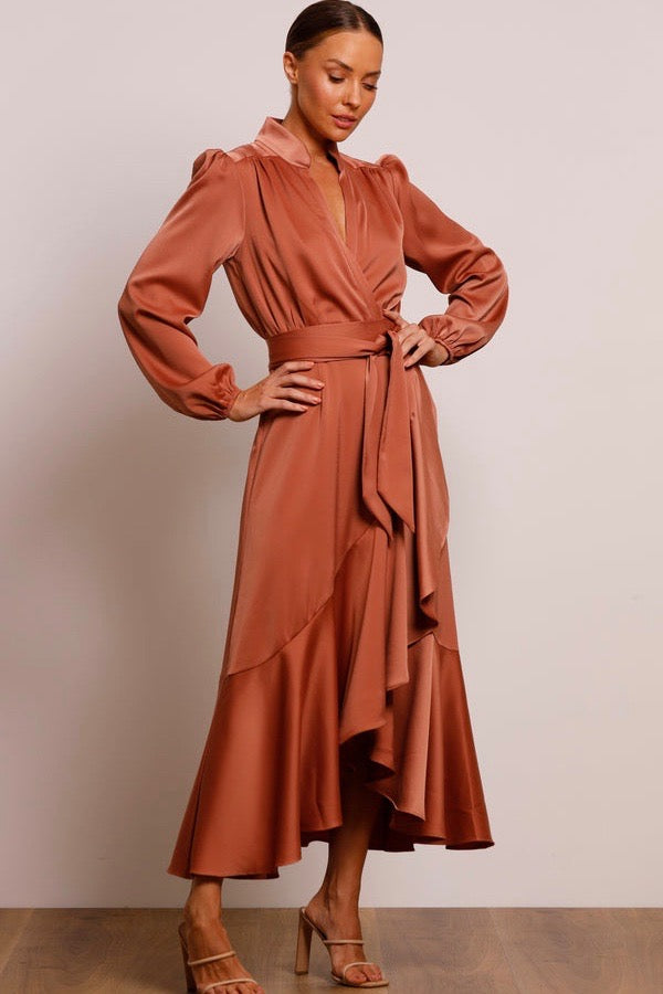 Pasduchas Pinnacle Sleeve Midi Dress Cinnamon Dress Hire AU