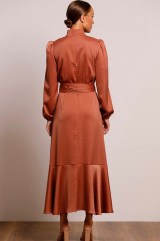 Pasduchas Pinnacle Sleeve Midi Dress - Cinnamon