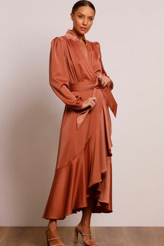 Pasduchas Pinnacle Sleeve Midi Dress - Cinnamon