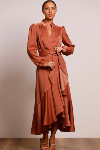 Pasduchas Pinnacle Sleeve Midi Dress - Cinnamon