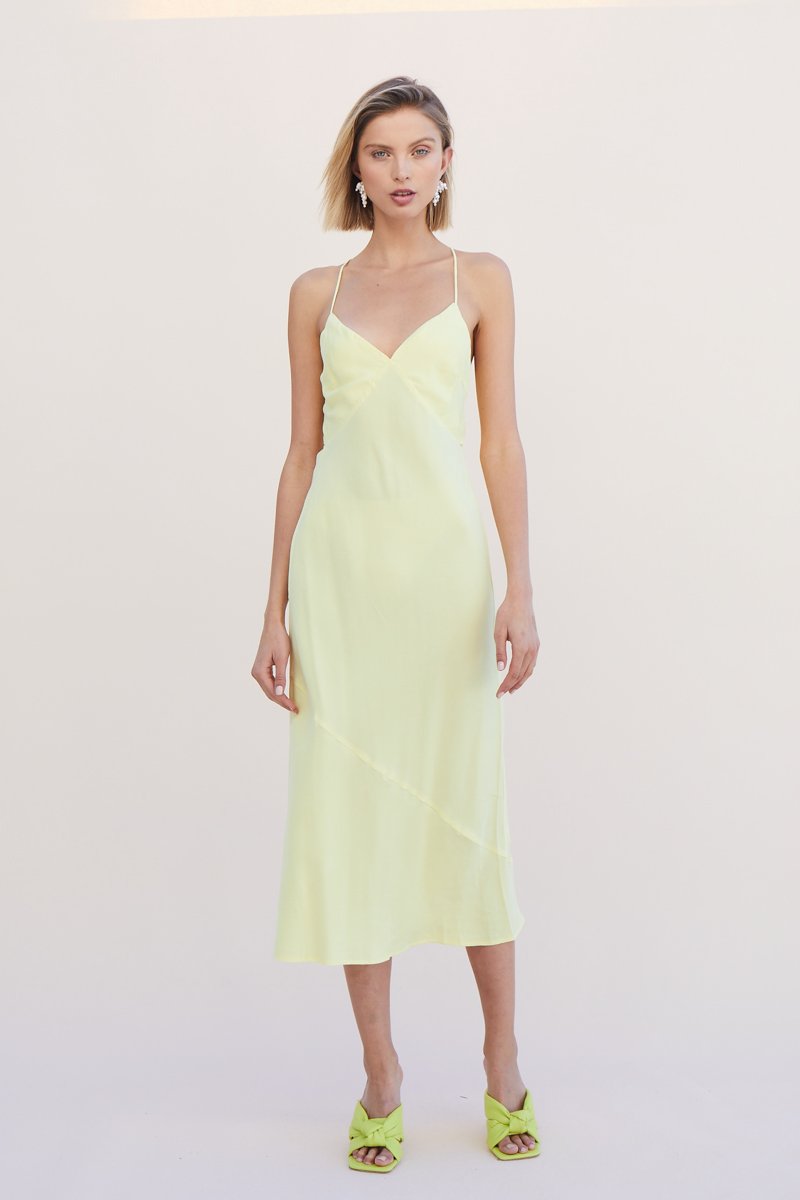 Suboo Georgia Tie Back Slip Dress - Lemon – Dress Hire AU