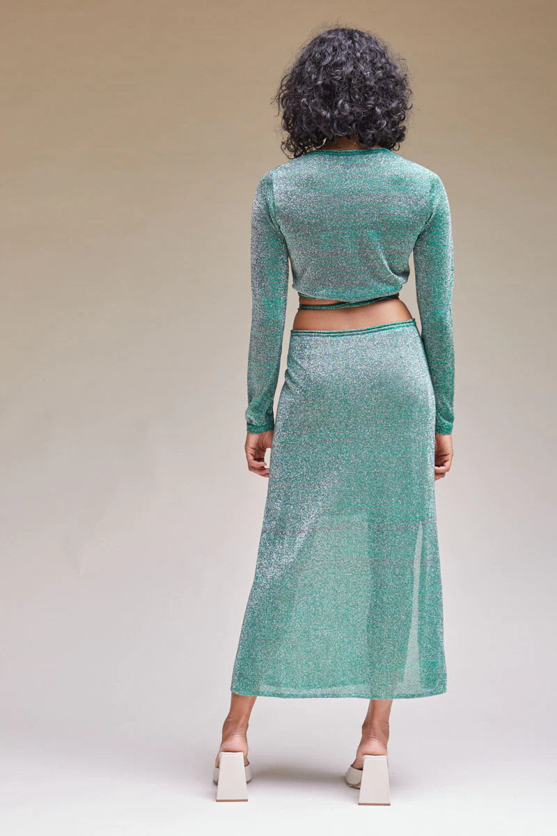 Metallic flare skirt online