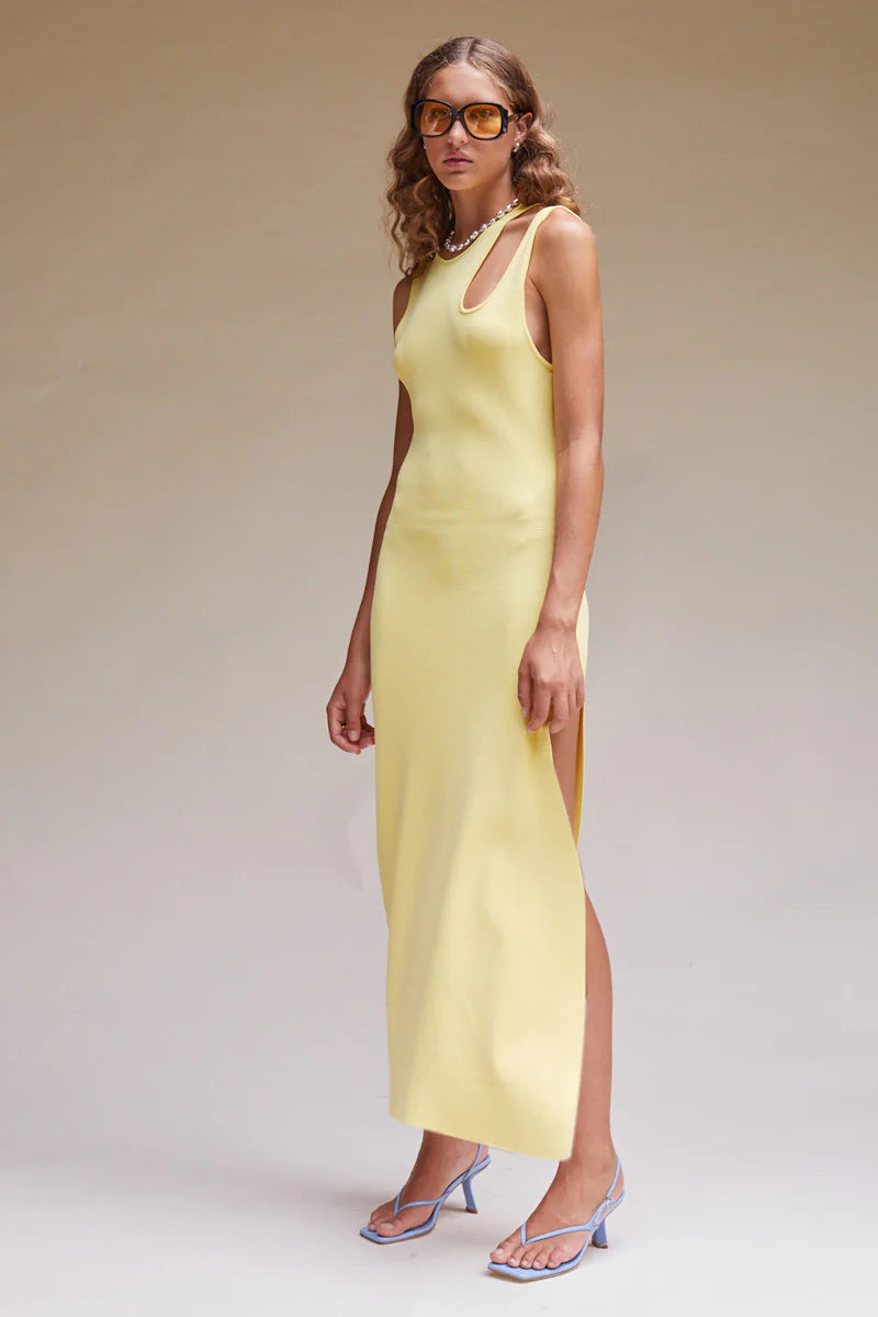 Suboo Quin Sleeveless Cut Out Midi Dress - Lemon – Dress Hire AU